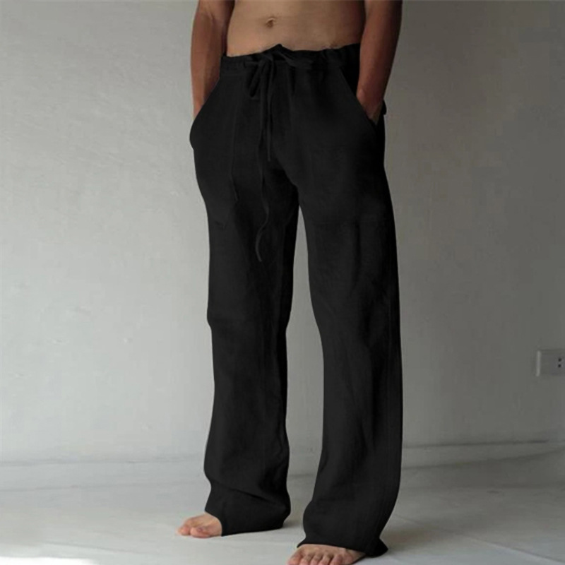 Abbigliamento maschile 2024 Wish Hot Sale Nuovi pantaloni da uomo in lino casual tinta unita pantaloni da uomo in lino sottile_voghion.com
