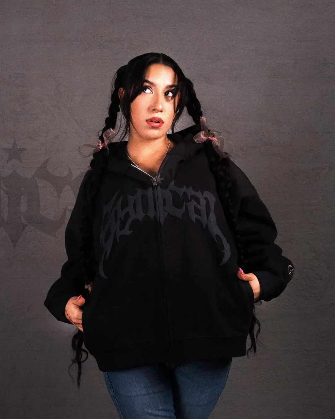 Sweat à capuche zippé Haruku High Street Vintage Letter Print Y2k pour homme, sweat-shirt ample unisexe décontracté Joker_voghion.com