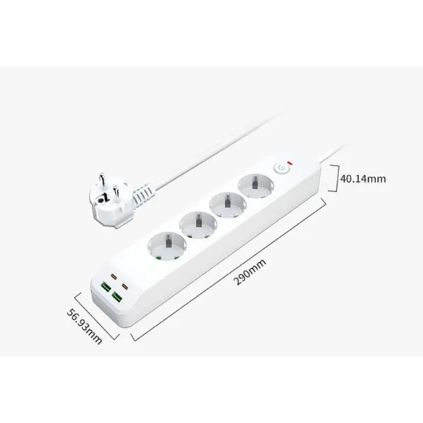 4-Outlet Surge Protector With 2 USB-A And 2 USB-C Ports_voghion.com