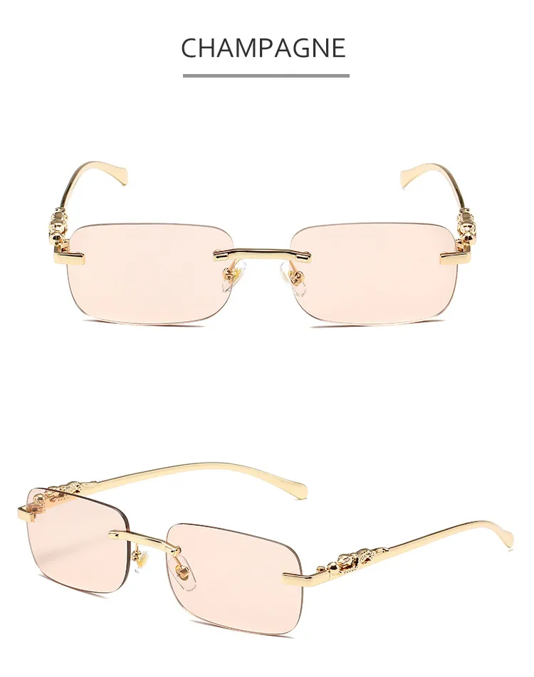 Vintage Sonnenbrille Eckig Rahmenlos Für Damen Und Herren_voghion.com