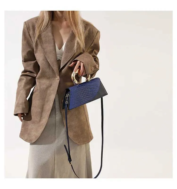 Solid Alligator Pattern Shoulder Bag For Women Designer Style_voghion.com