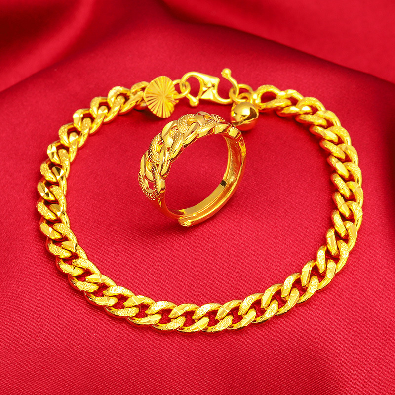 Vietnam Sand Vintage Twist Bracelet Set Real Plated Twist Ring Bracelet