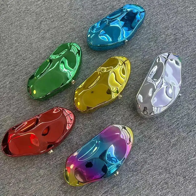 2024 m. akrilo kriauklės formos sankabos krepšys moterims vakarėliui mielas metalinis blizgus piniginės auksinis Sier mėlynas kiaušinio formos rankinukas 241105_voghion.com