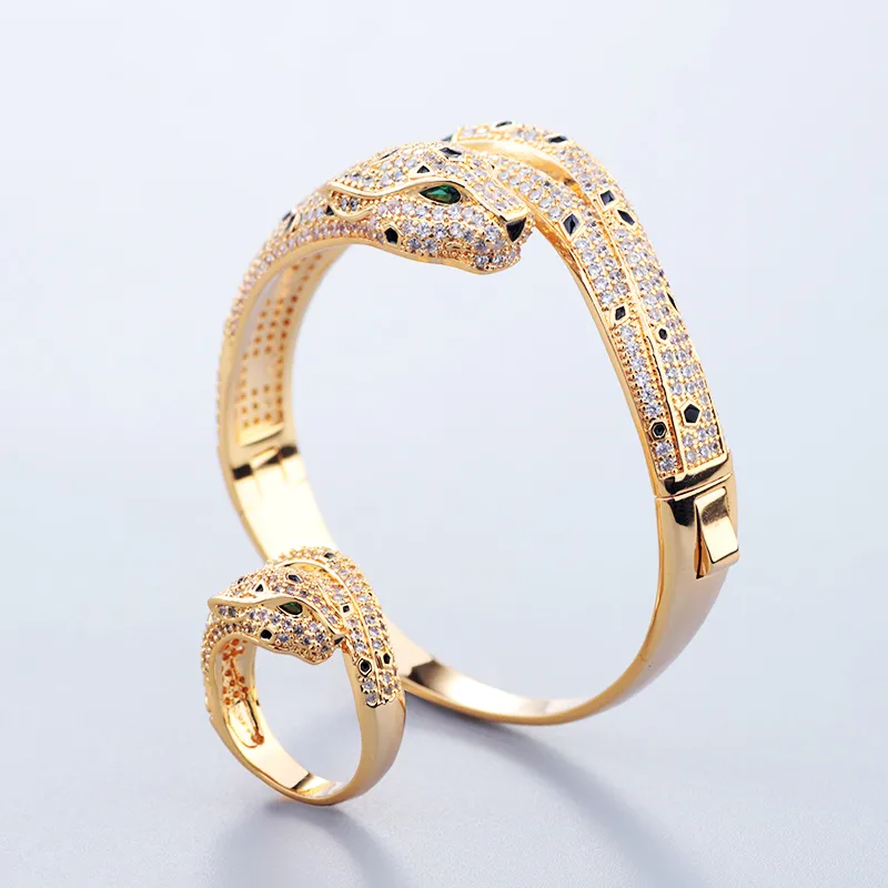 Neue gold Leopard sier armreif armbänder für frauen set ring armband charme tennis unisex schmuck designer Frauen jewlery_voghion.com