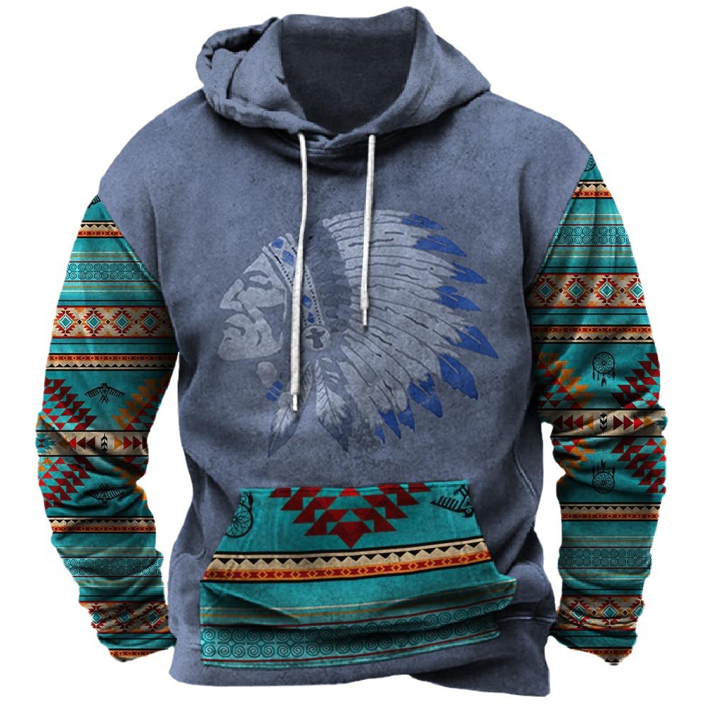 Herren-Kapuzenpullover in Übergröße, 3D-Digitaldruck, Western-Kollektion_voghion.com