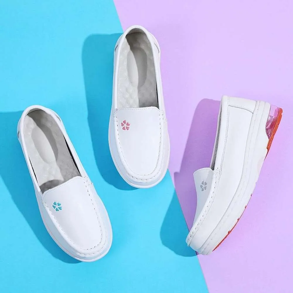 2024s Fashion trend Nurse Leather women's Thick Work shoes soft soles_voghion.com