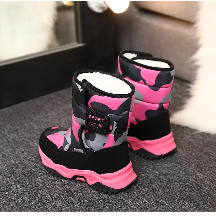 Winter Kids Plush Waterproof Fabric Non-Slip Girls Boys Rubber Sole Toddler Snow Fashion Warm Cutefeet Children Outdoor_voghion.com