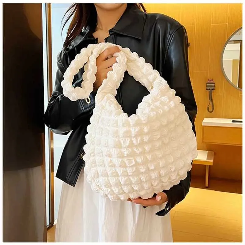 Borsa a tracolla tinta unita grande capacità borsa a mano trapuntata imbottita sotto le ascelle borsa per scarpe Y241026_voghion.com