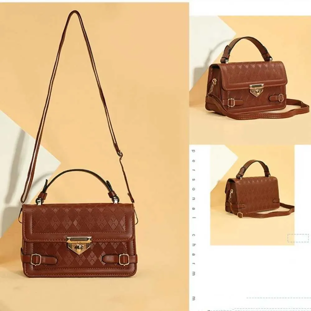 Lässige Mini-Plaid-Handtasche im koreanischen Stil, stilvolle Vintage-Quadrat-Handtasche, klassische einzelne Schultertasche, DailyC241214_voghion.com