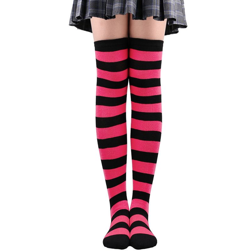 Christmas Knitted Striped Thigh Over Knee COS Anime Party Long Socks Women_voghion.com