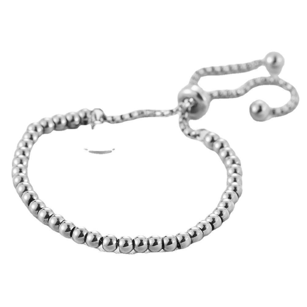 Braccialetto di perline con palline piccole e ciondolo rotondo regolabile in acciaio inossidabile per uomo e donna_voghion.com
