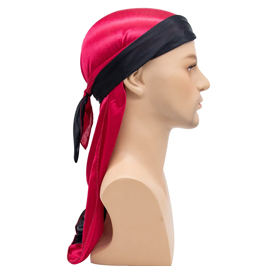 Pirate Cap Long Tail Headwraps for Men and Women Silky Durag Hip Hop Rapper Doo Rag Sleep Hat Bandana Hombre_voghion.com
