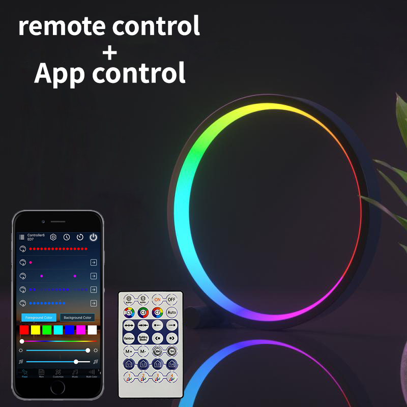 25cm LED Table Lamp Smart App Bluetooth Control RGB Round Night Light USB Wireless Remote Control Bedroom Decor Bedside Lighting_voghion.com