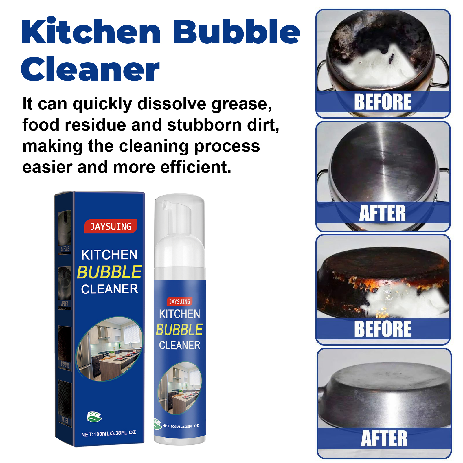 Jaysuing Grease Cleaning, Kitchen Cleaning, Foam Cleaner, Heavy Grease Cleaning On Kitchen Stove, Kitchenware Removal Of Stains, Dirt And Rust_voghion.com