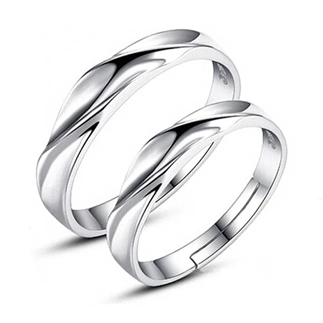 Moda 2 pezzi/set coppia pavé AAA zircone S anelli in argento set per donne uomini corona amore cuore regolabile matrimonio San Valentino_voghion.com