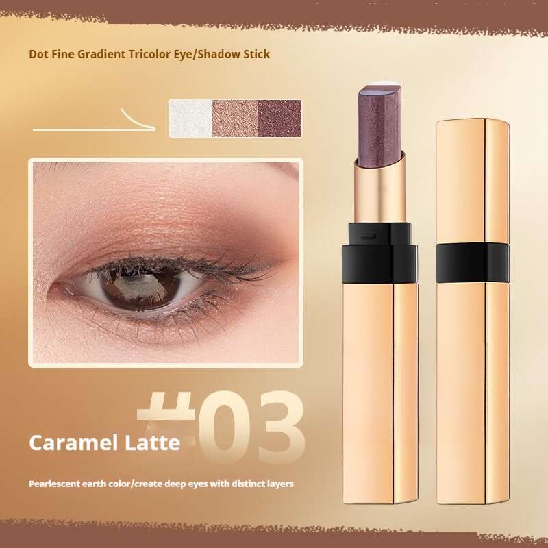 Dreifarbiger Perlen-Lidschattenstift, kein fliegendes Puder, Lidschatten-Make-up_voghion.com
