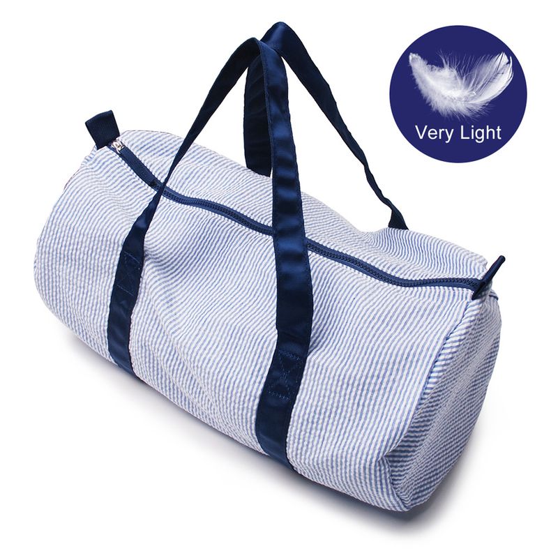 Domier Seersucker Baumwolle Reisetasche Gepäcktasche tragbare Zylindertasche Acryl Kunststoff Zahn Reißverschluss_voghion.com