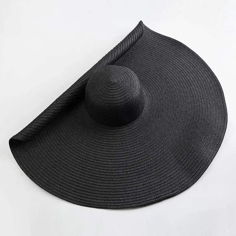 Foldable Women Oversized Ppy Straw Hat 70cm Diameter Large Brim Summer Sun Hats Panama Travel Beach Wholesale 240619_voghion.com