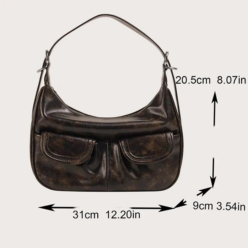 Ladies Solid Color Shoulder All-match Simple Multifunction Handbags Large Capacity Underarm Bags for Women Hobo Purse_voghion.com