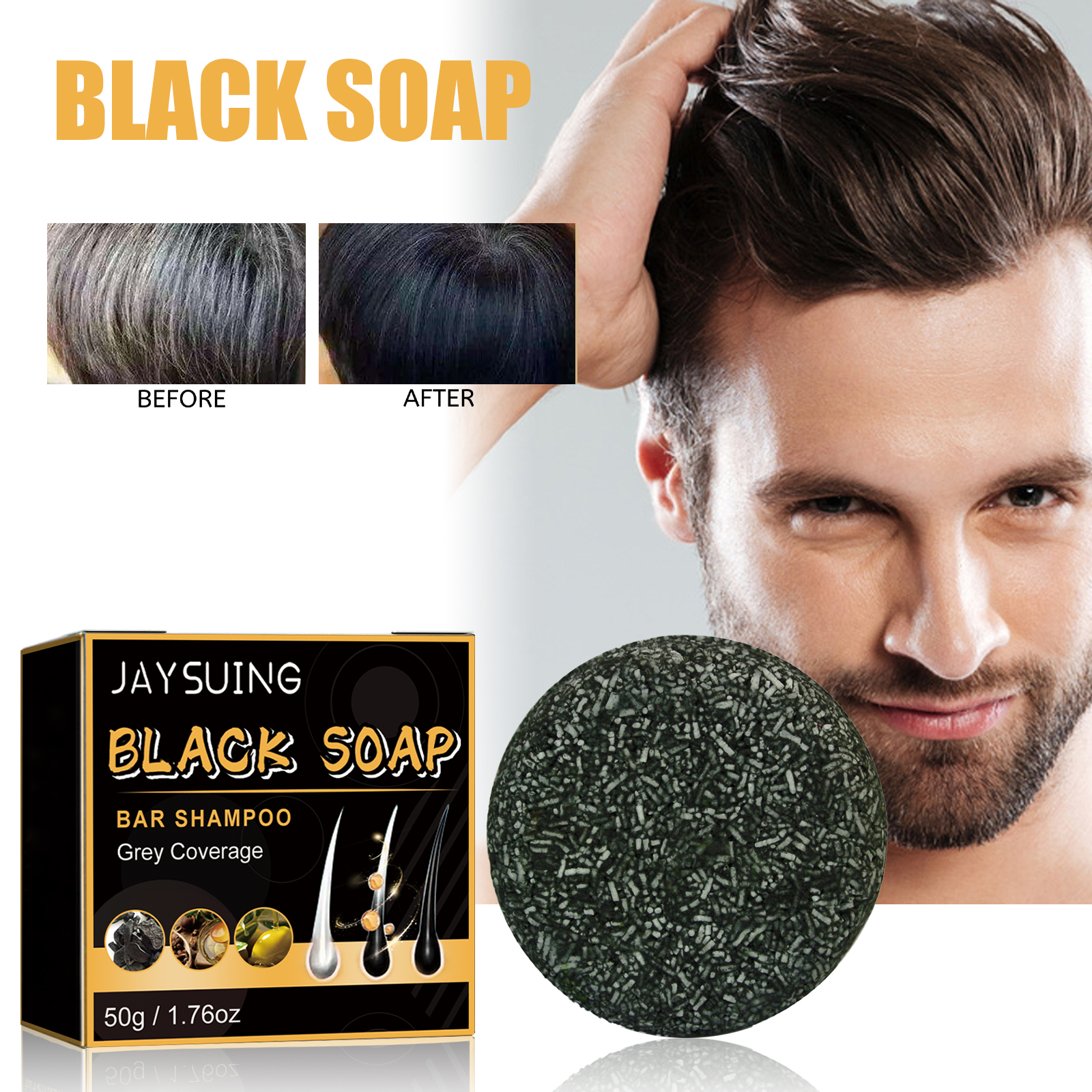 Jaysui Soap Black Thick Care Rensende Hovedbund Glat Og Stærk Hårshampoo_voghion.com