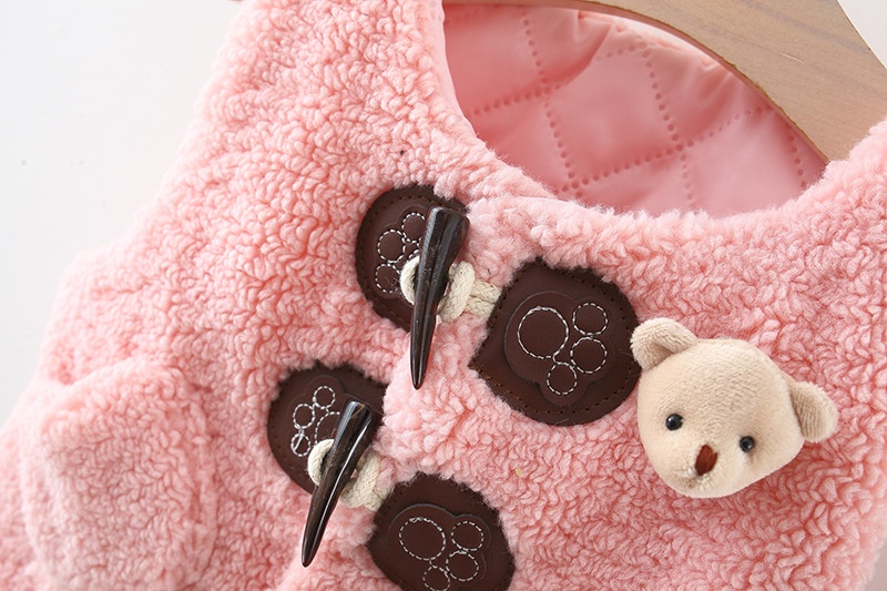 Gilet invernale per bambina, orsetto, gilet in peluche spesso, caldo cappotto per bambini_voghion.com