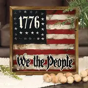 Letrero rústico de madera con la bandera estadounidense de 1776: arte de pared rústico para el hogar, la oficina o como regalo patriótico. Fácil de instalar._voghion.com