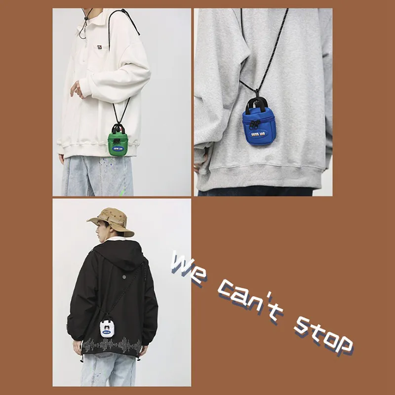 Mini porte-monnaie multifonction détachable pour hommes et femmes, style hip-hop, techwear, casque, clés, sac bandoulière_voghion.com