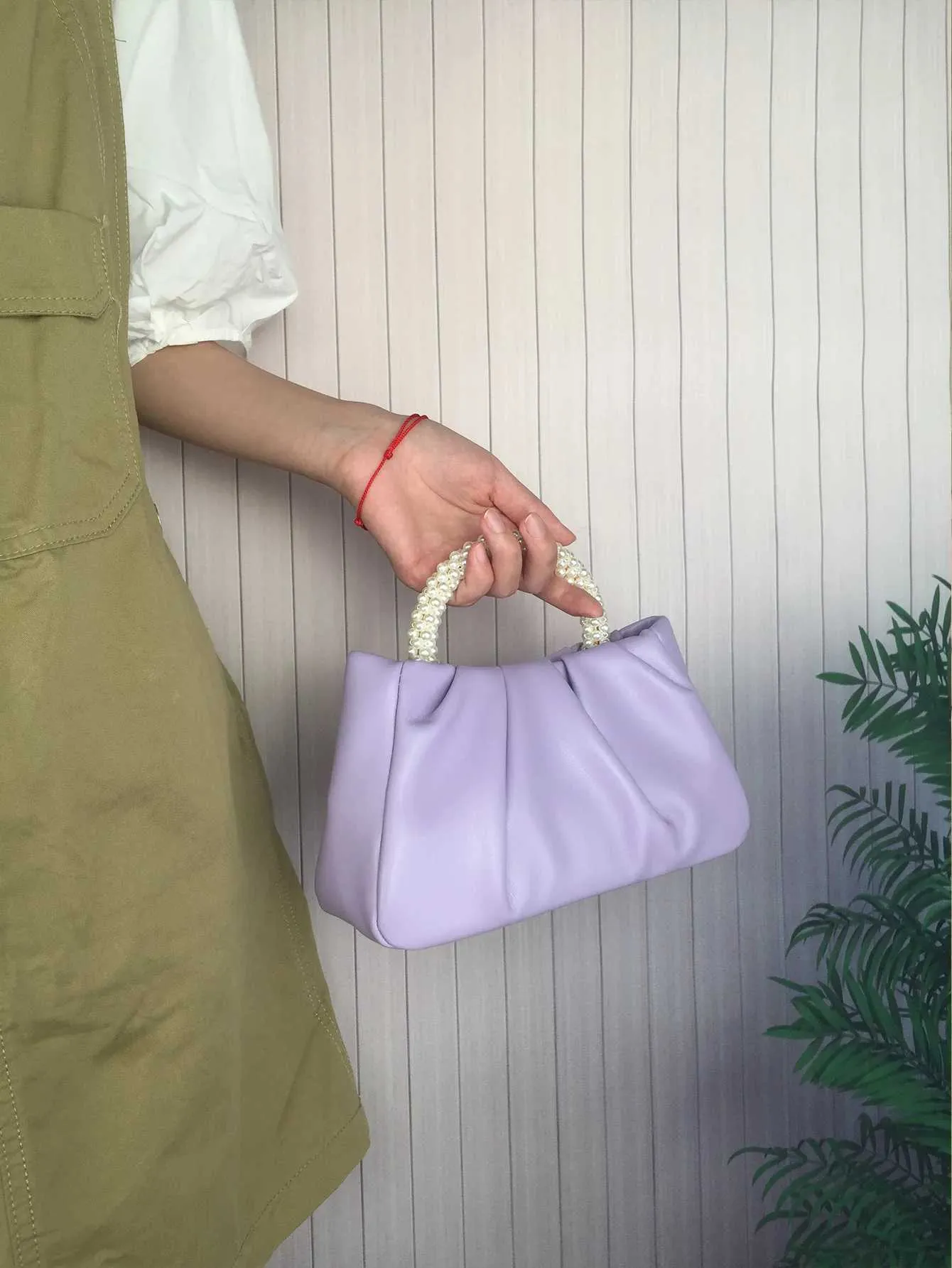 Borsa clutch con manico di perle borsa a spalla quadrata donna_voghion.com