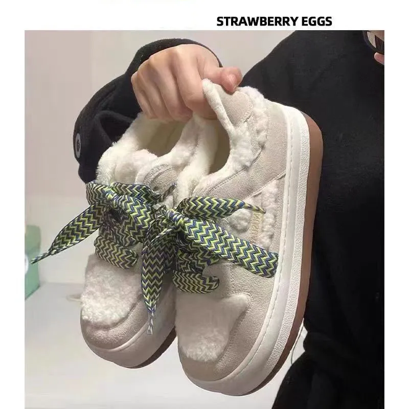 New Womens Autumn Winter Heightening Versatile Casual Thickening and Plush Thick Sole Shoes Free of Mail_voghion.com