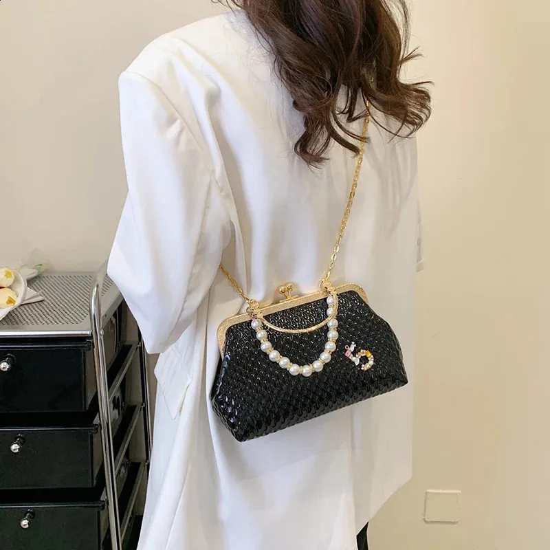 Sacs à bandoulière en argent doré pour femmes, pochette de soirée en perles, chaîne, clip, sacs à main de fête 240821_voghion.com