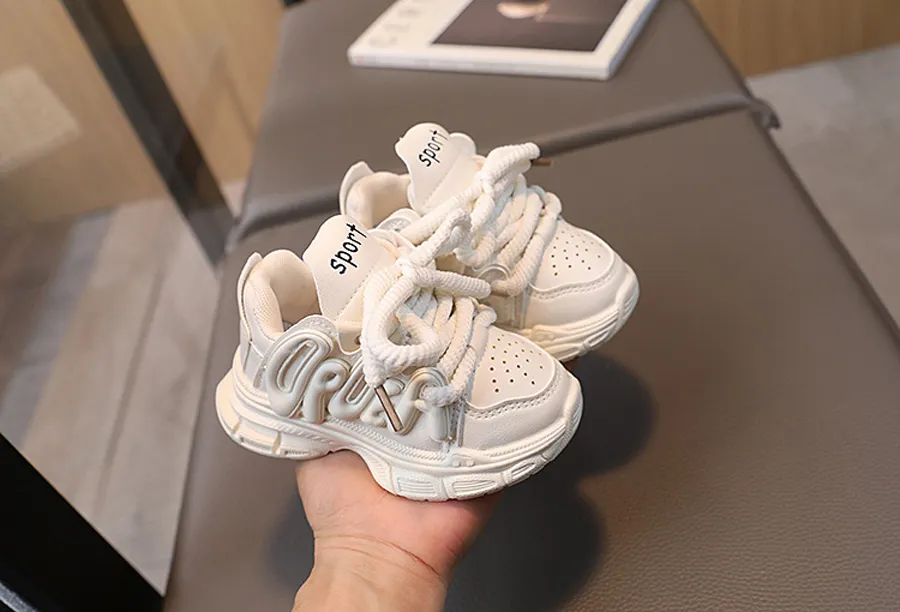 Pigersneakers Børn Børn Trendy Pink Beige Platform Snøresko Littlesprouts Børn Løbesko Skridsikre Pigesko_voghion.com