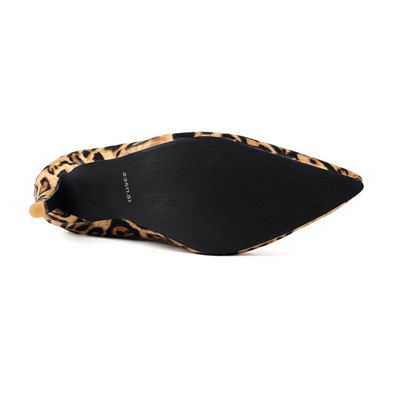 Autumn and winter high heels Pointed leopard print over knee cover legs slimming elastic boots large size 40-47 women's_voghion.com