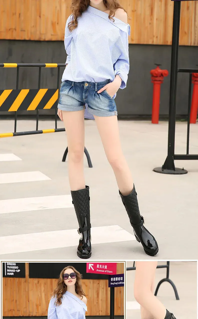 Fashion High Quality Water Shoes Warm Plaidlady Womens Rain Boots 241126_voghion.com