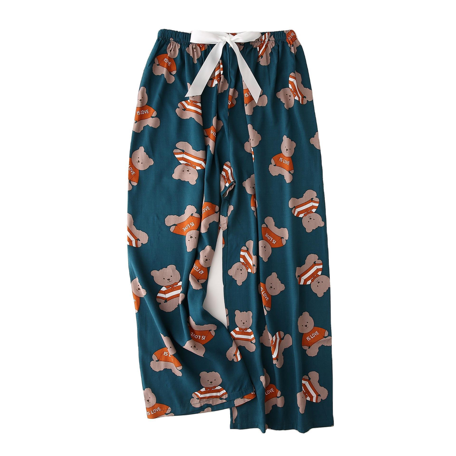 Nachtwäsche für Damen Seidenpyjamahosen für Damen, dünn, große Hosen mit weitem Bein, können draußen getragen werden, Damen-Einzelhosen_voghion.com