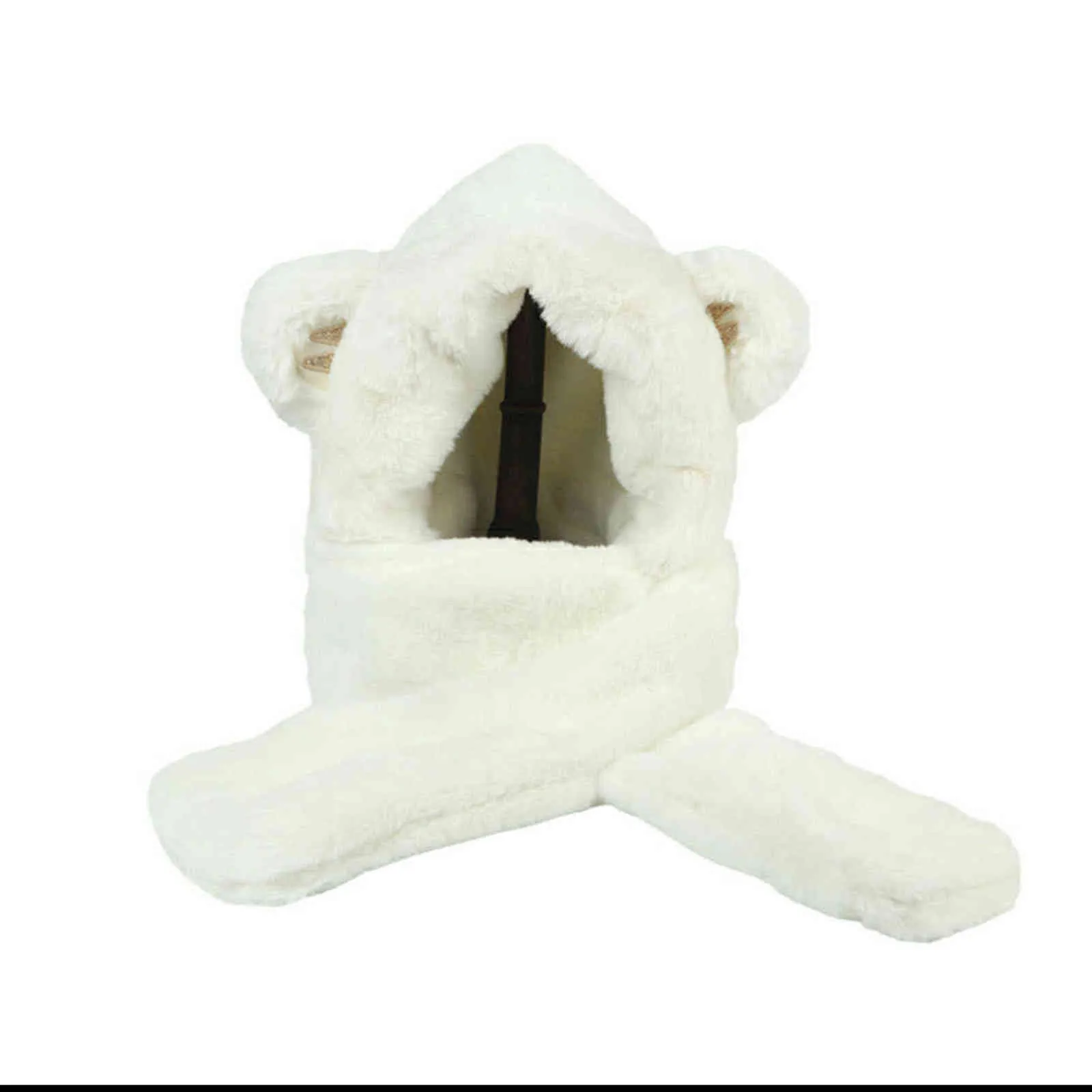 Hats Sets Scarves Winter Fur Cap Snow Hat Christmas Gift Cute Girl Versatile Scarf Integrated Warm Gloves Bib Three_voghion.com