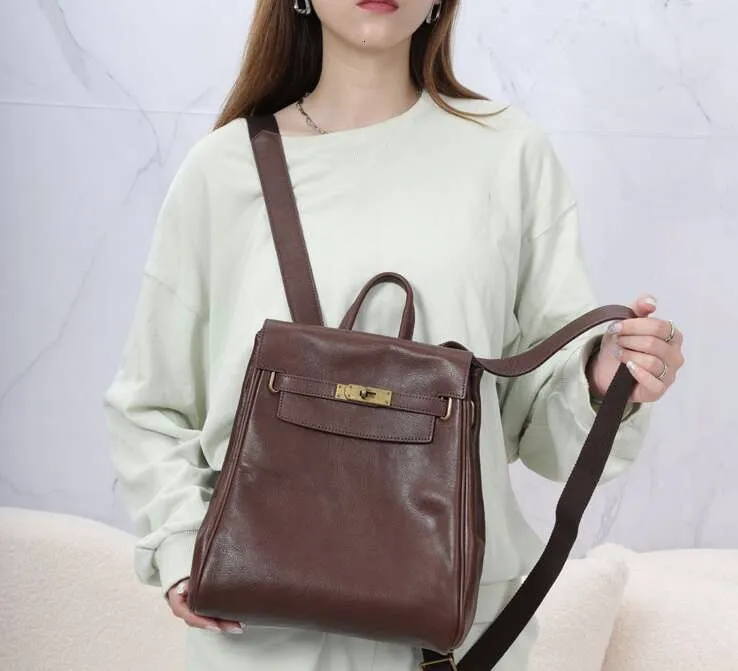Sac à dos en cuir pour femme, sac de grande capacité, design rétro, tendance, loisirs, cuir de vache_voghion.com