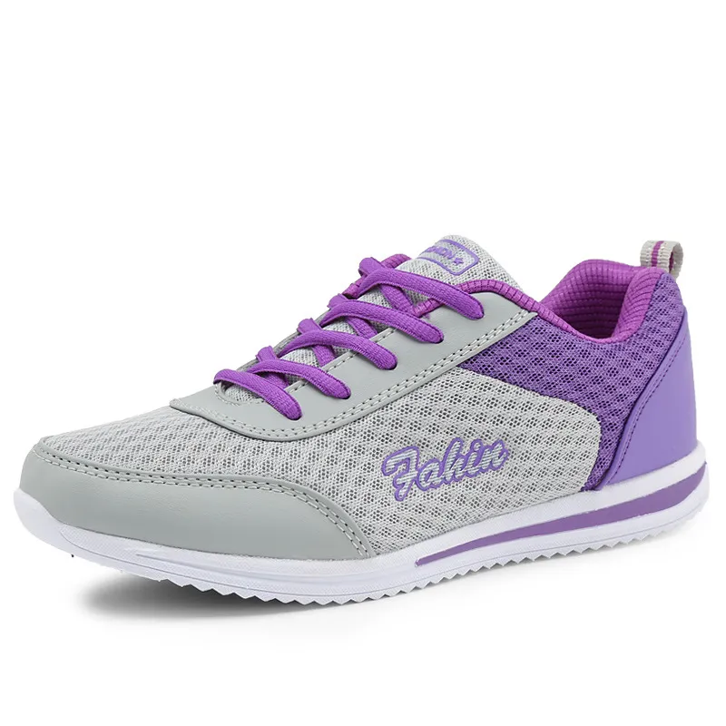 Scarpe da corsa da donna, comode e casual, con lacci anteriori, in mesh traspirante e a fondo piatto, nuove di zecca_voghion.com