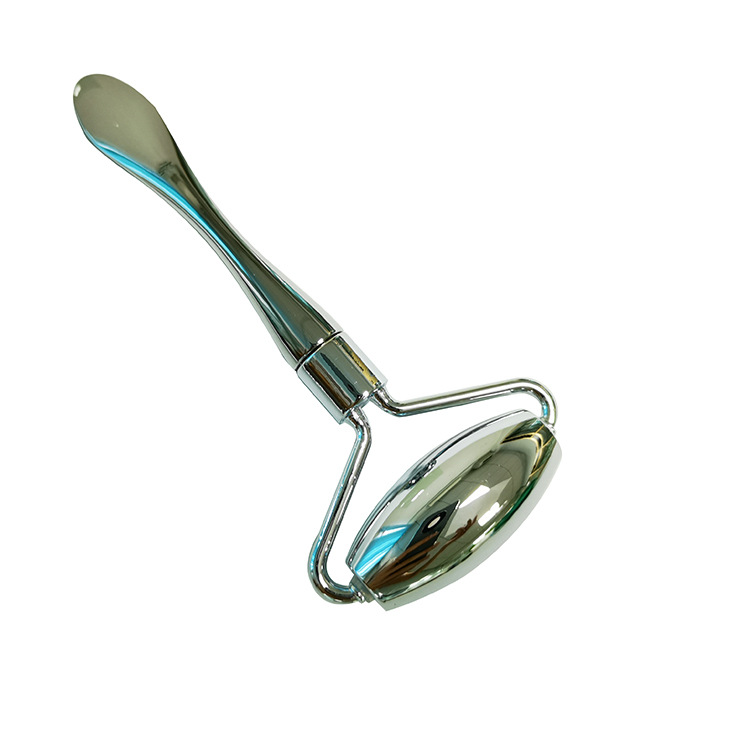 Rullo massaggiatore in acciaio inox con punta a forma di spatola, pietra per massaggiare il viso, strumento per migliorare la cura della pelle del viso e del collo_voghion.com
