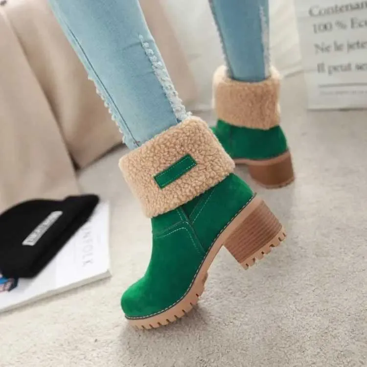 Womens Fur Snow 2023 Winter New Warm Wool Booties Ankle Boot Platform Shoes Turned-over Edge Casual Women Mid Boots_voghion.com