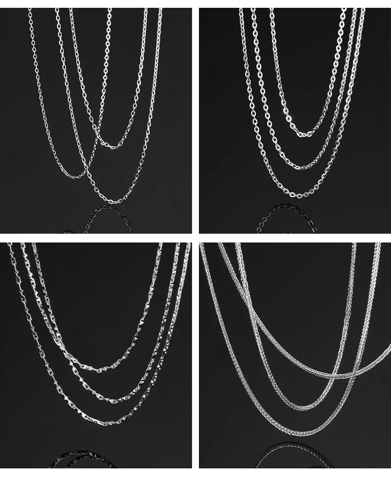 S999 Sterling Pure Sier O Cross Link Chain Collane Shining Bling Collana corta Choker Accessori per gioielli fai da te_voghion.com