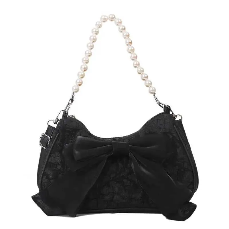 Sommer Neue Frauen Perle Handtasche Modische Trendy Bowknot Plissee Weibliche Umhängetaschen Nette Vielseitige Einzelne Schulter_voghion.com
