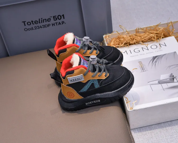 Caldi stivali da neve per bambini da 1 a 8 anni, alla moda, per bambini e bambine, in cotone, con tacco alto, taglie 21 - 30_voghion.com