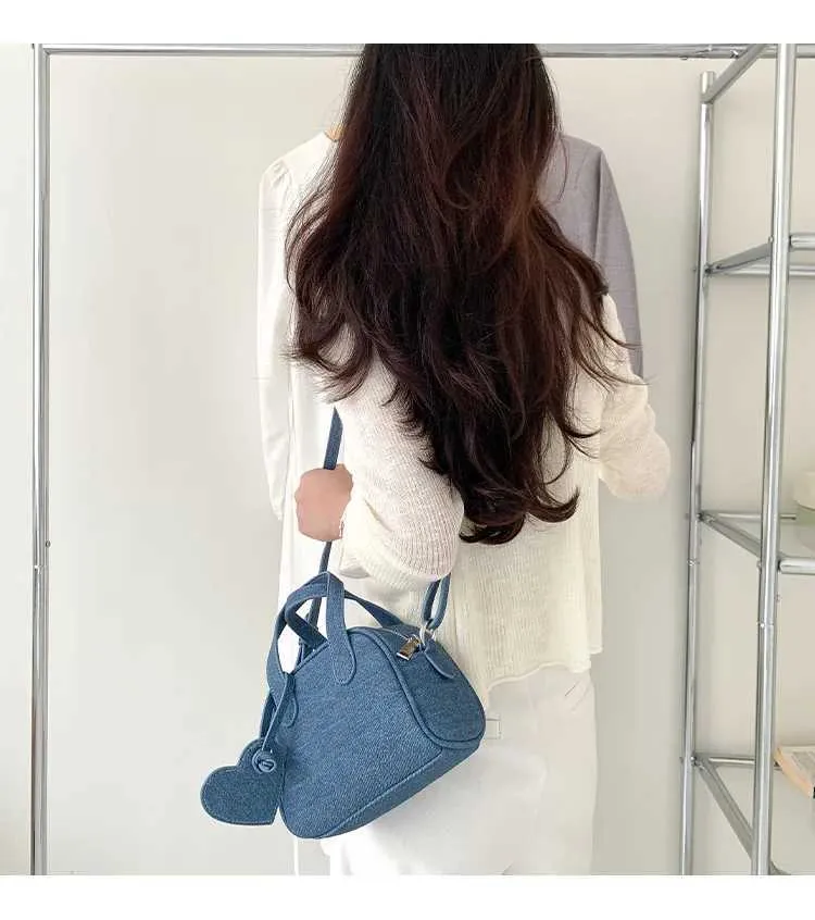 Strukturierte Damen-Denim-Handtaschen, solide, große Kapazität, lässige Schultertasche, weibliche Pendeltasche, vielseitige Umhängetasche, Jeans_voghion.com