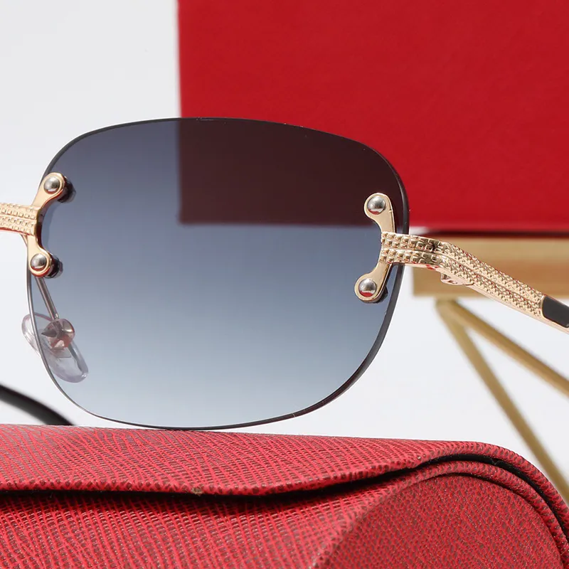 Occhiali da sole senza montatura alla moda per uomo e donna, occhiali da sole ovali stile casual business, montatura nera, classici_voghion.com