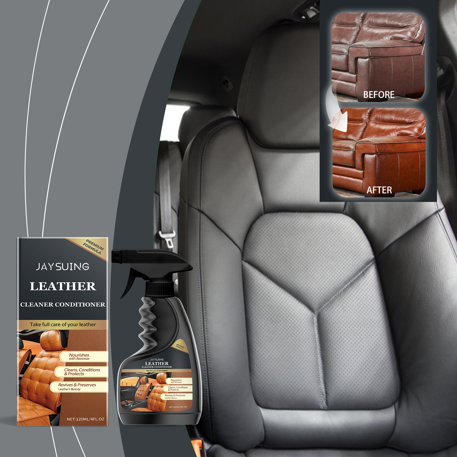 Jaysuing Leather Care Agent Furniture Leather Bag Sofa Car Seat Cleaning Decontamination Leather Cleaner_voghion.com
