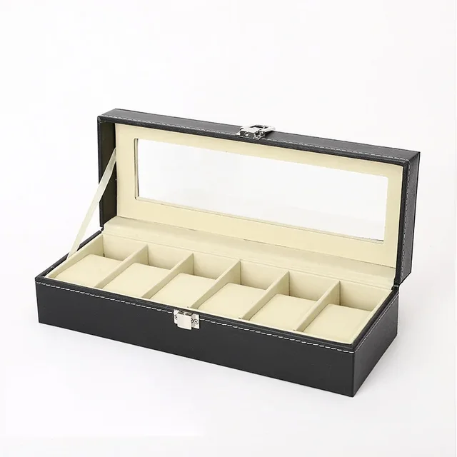 Heißer Verkauf PU Leder Display Lagerung Sammlung Organizer Uhr Box Für Männer Uhr Display Fall Mit Glas Top Uhr Lagerung Box_voghion.com