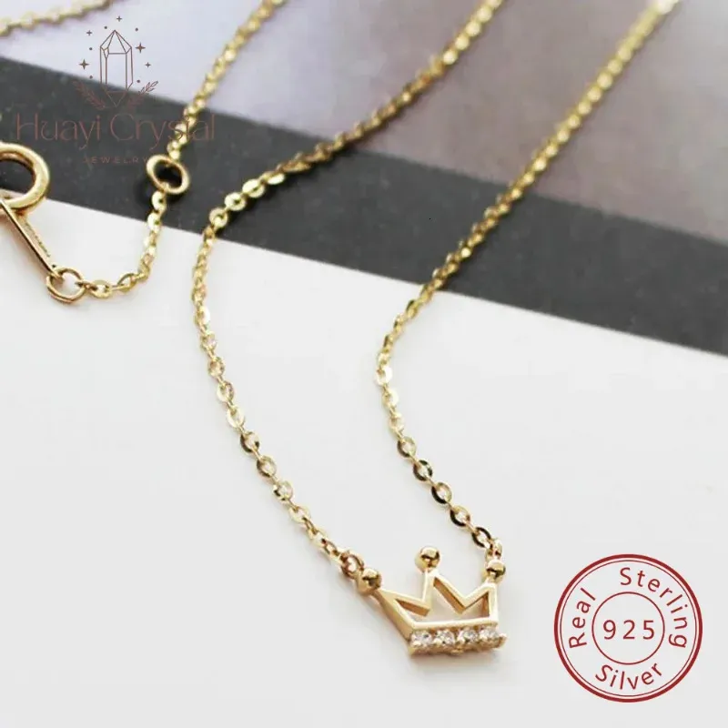 Collana in argento sterling placcato 14K, squisita piccola micro zircone intarsiato, ciondolo a catena per clavicola in oro K, da donna, 240119_voghion.com