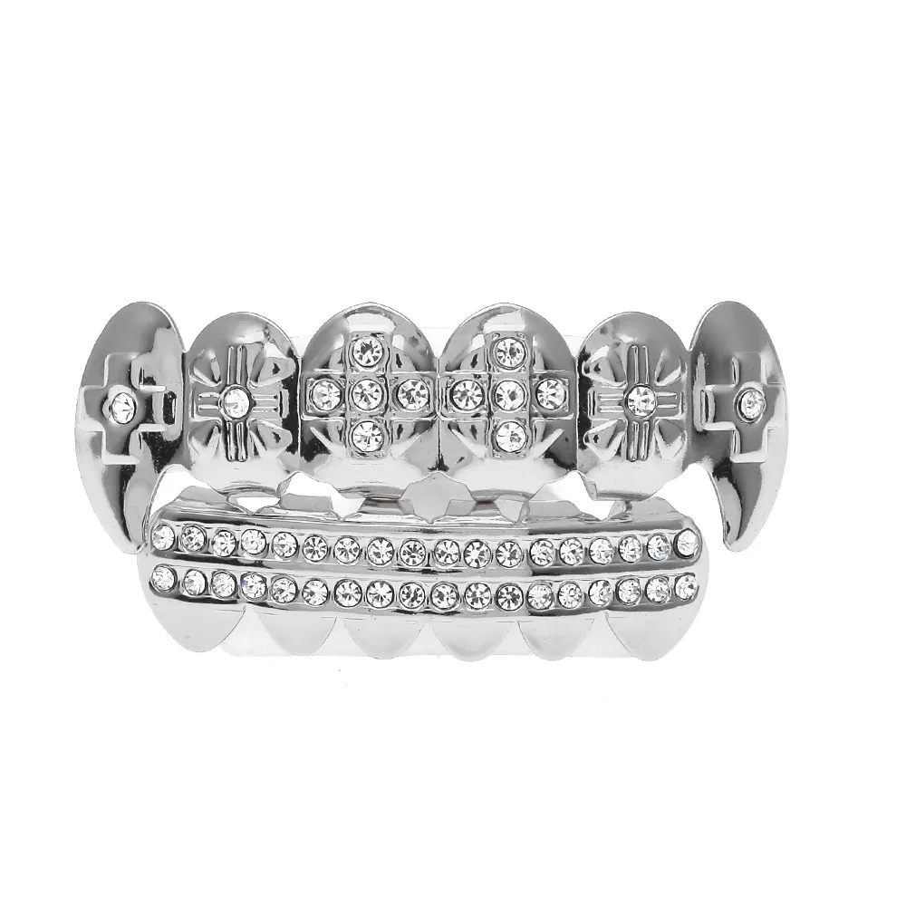 Mundzubehör Bio Kupfer vergoldet Hip Hop Schmuck Zähne Grillz Caps oben und unten goldene Grills Set Zahnfassung_voghion.com