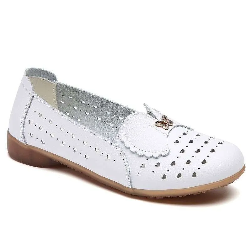 Fréijoer a Summer nei Lieder kleng wäiss Fraen flaach Moud all Casual huel mëll Sohle grouss Gréisst Dammeschuhe 456_voghion.com