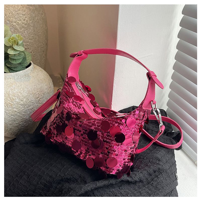 Modische kleine quadratische Tasche Damen im neuen ausländischen Stil 2024 mit Pailletten, Knödeltasche, vielseitige_voghion.com